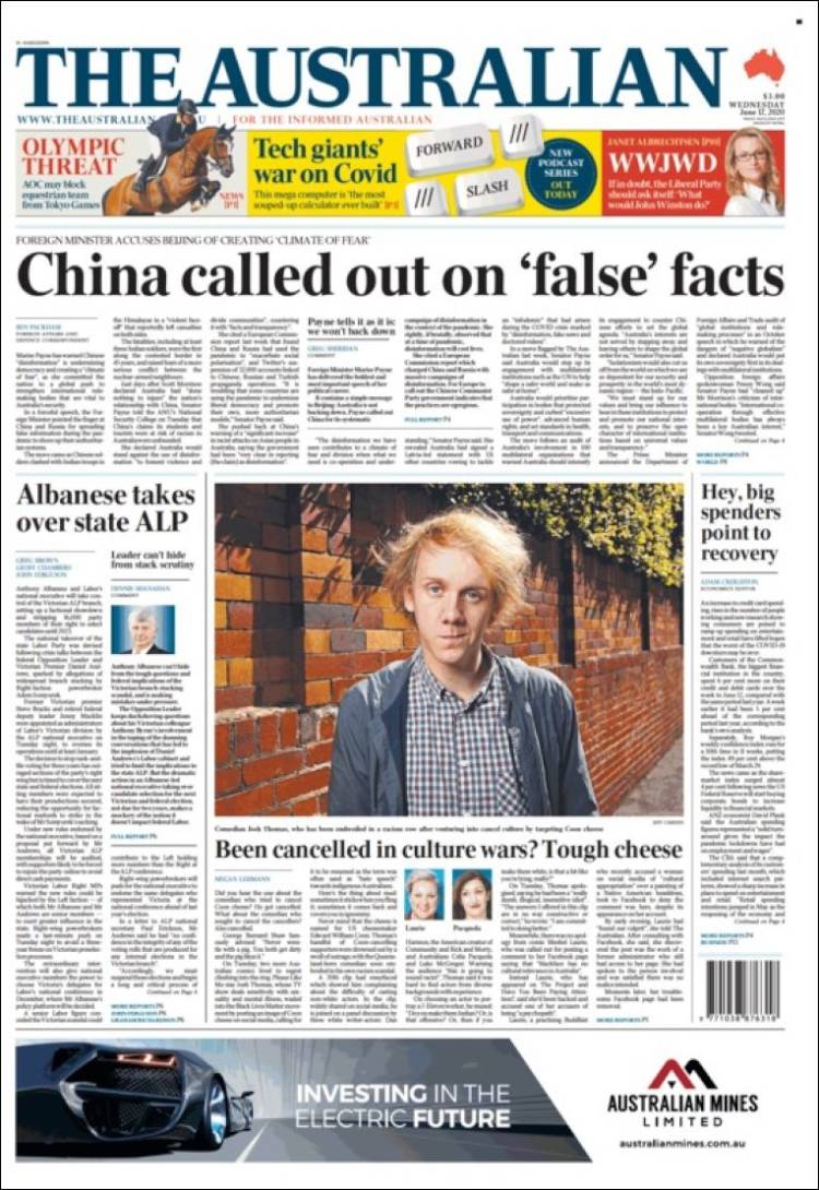 Portada de The Australian (Australia)