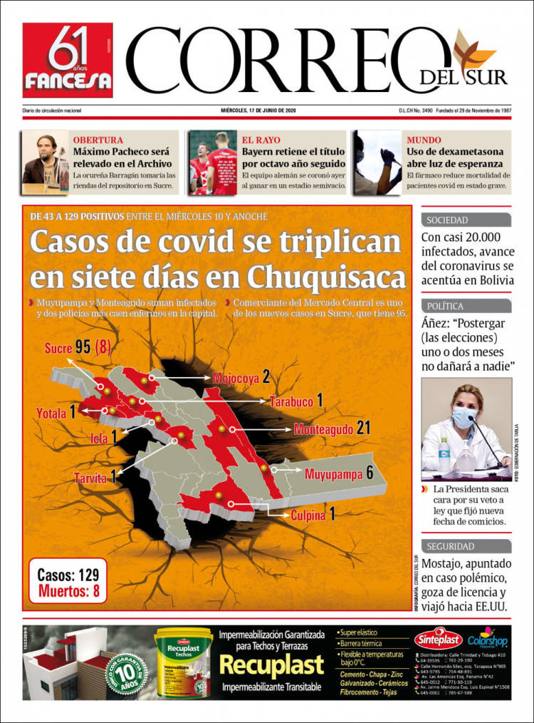 Portada de Correo Sur (Bolivia)