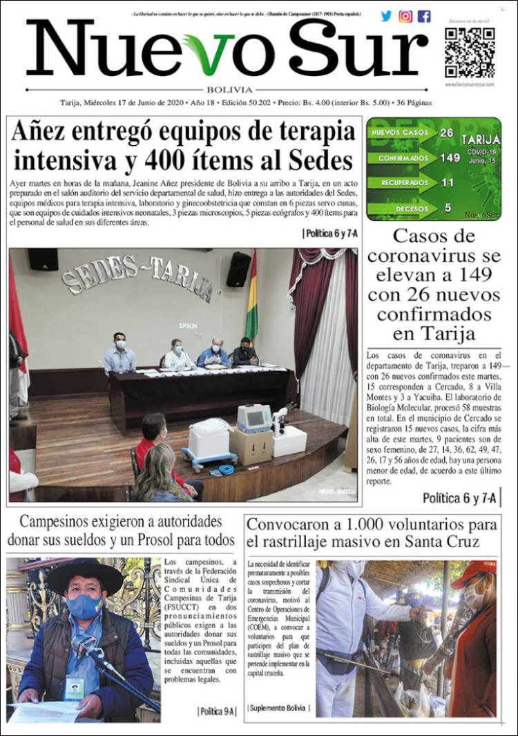 Portada de Nuevo Sur (Bolivia)