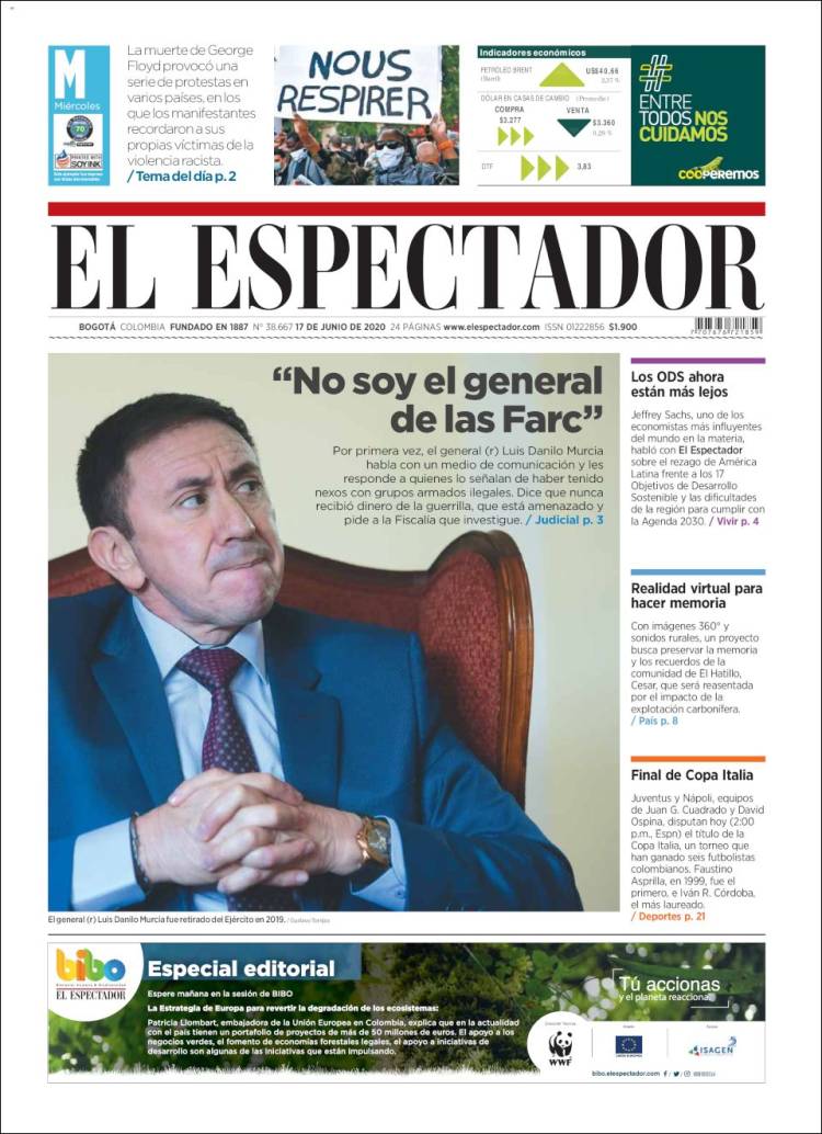 Portada de El Espectador (Colombia)