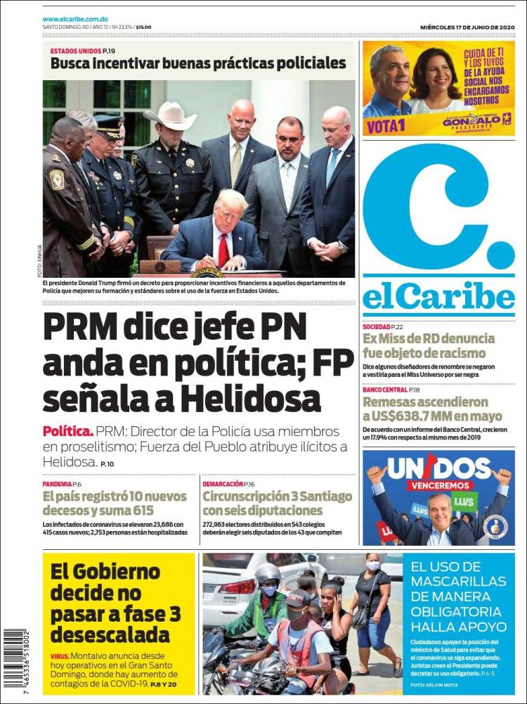 Portada de El Caribe (R. Dominicana)