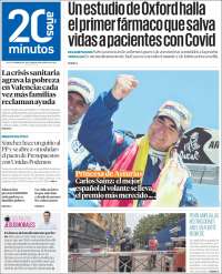 Portada de 20 Minutos - Valencia (España)