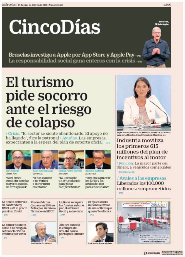 Portada de Cinco Días (Espa&ntilde;a)