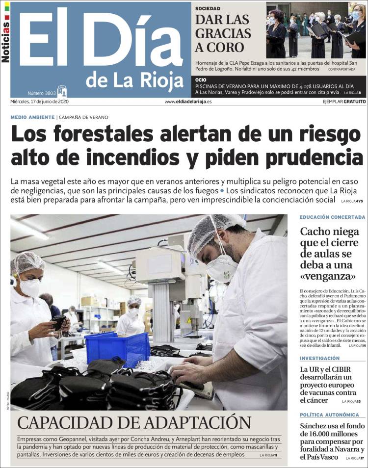 Portada de El Día de La Rioja (España)