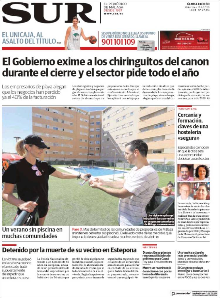 Portada de Diario el Sur (España)