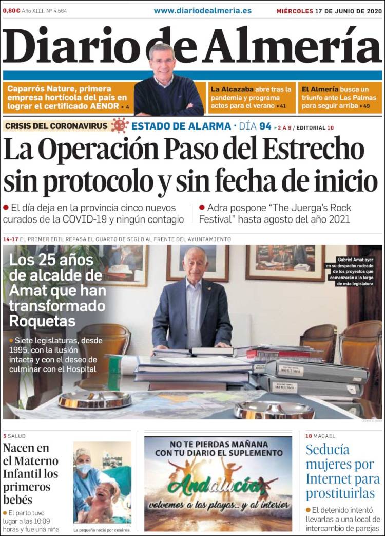 Portada de Diario de Almería (España)