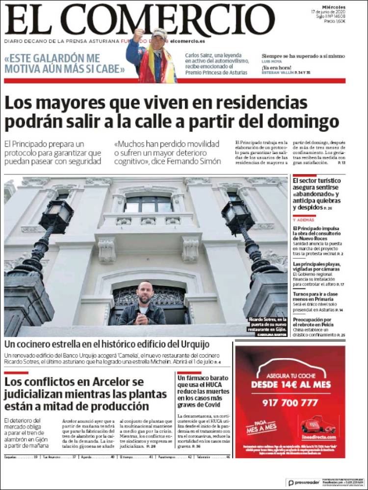 Portada de El Comercio - Gijón (España)