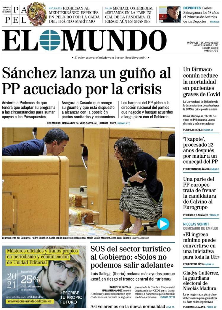 Portada de El Mundo (España)