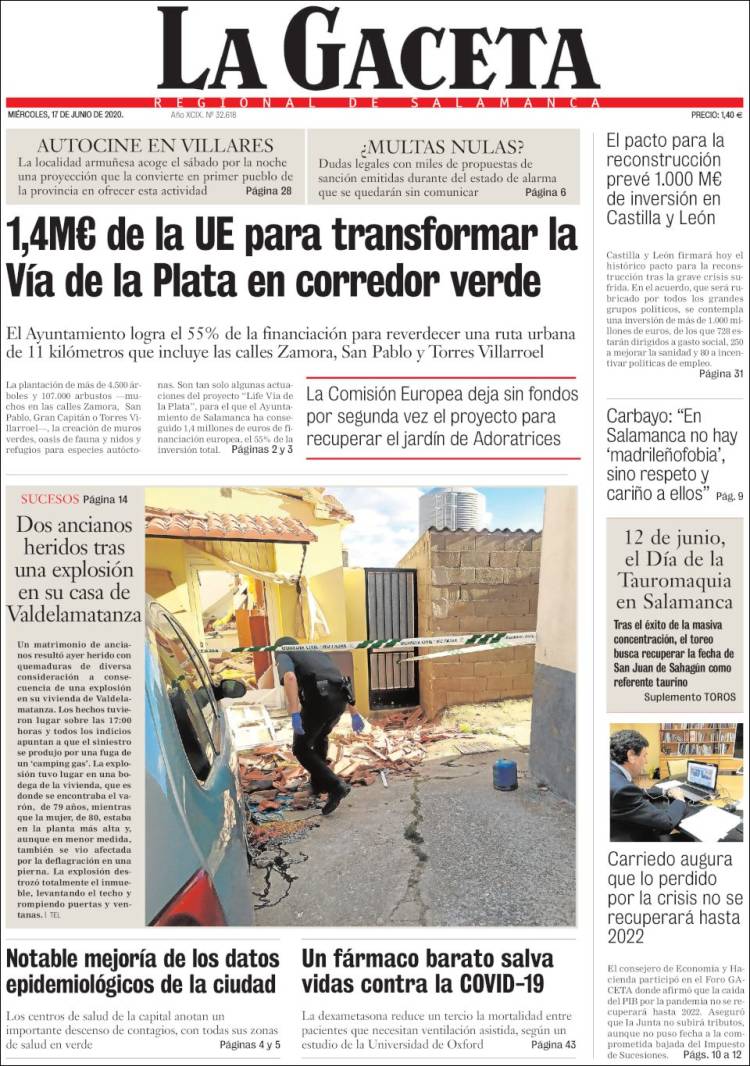 Portada de La Gaceta de Salamanca (Spain)