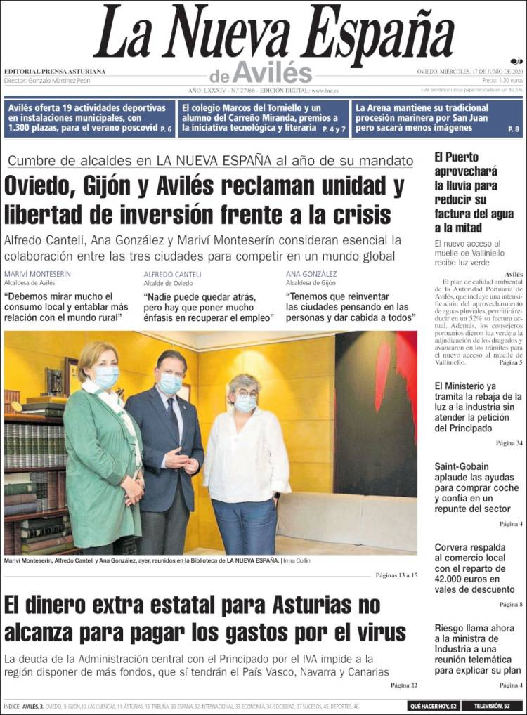 Portada de La Nueva España - Avilés (Spain)