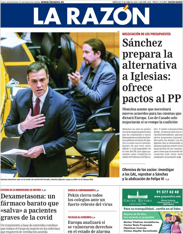 Portada de La Razón (España)