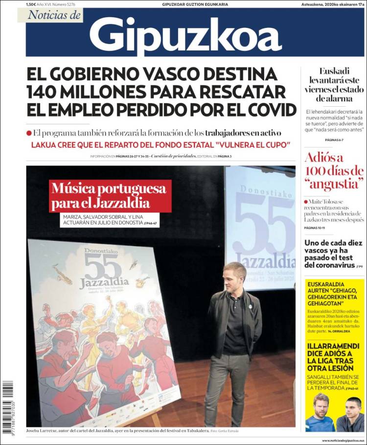 Portada de Noticias de Gipuzkoa (España)