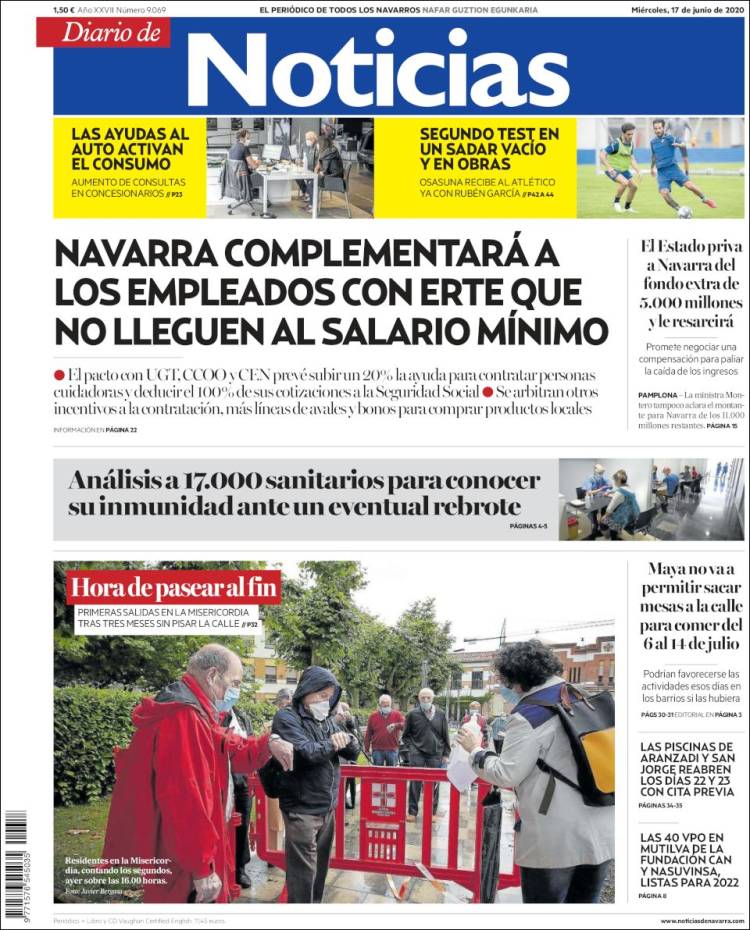 Portada de Noticias de Navarra (Spain)