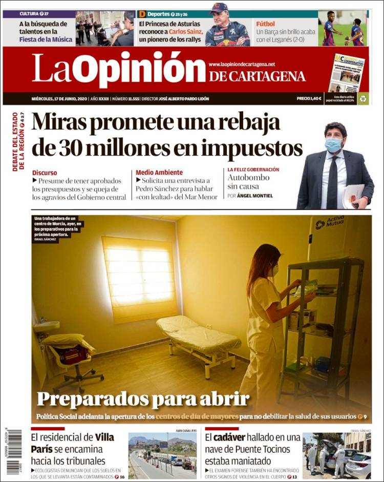 Portada de La Opinión de Murcia (Spain)