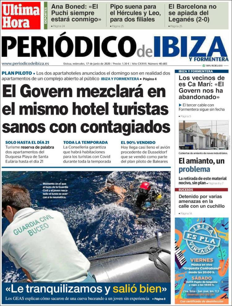 Portada de Periódico de Ibiza (España)