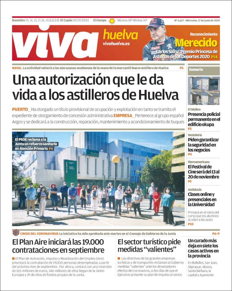 Portada de Viva Huelva (España)