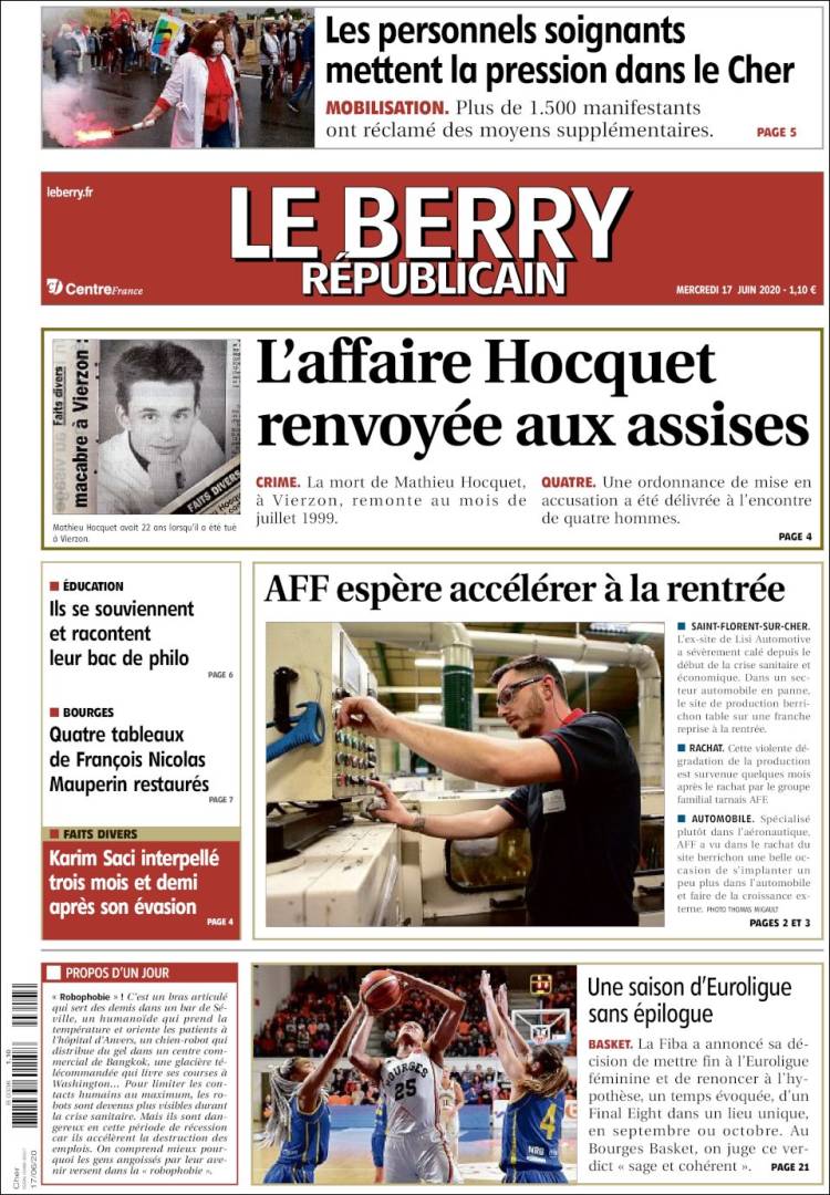 Portada de Berry Republicain (Francia)