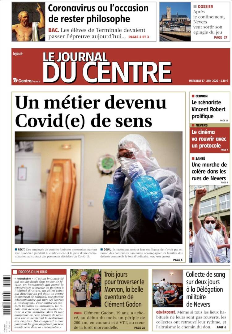 Portada de Le Journal du Centre (Francia)