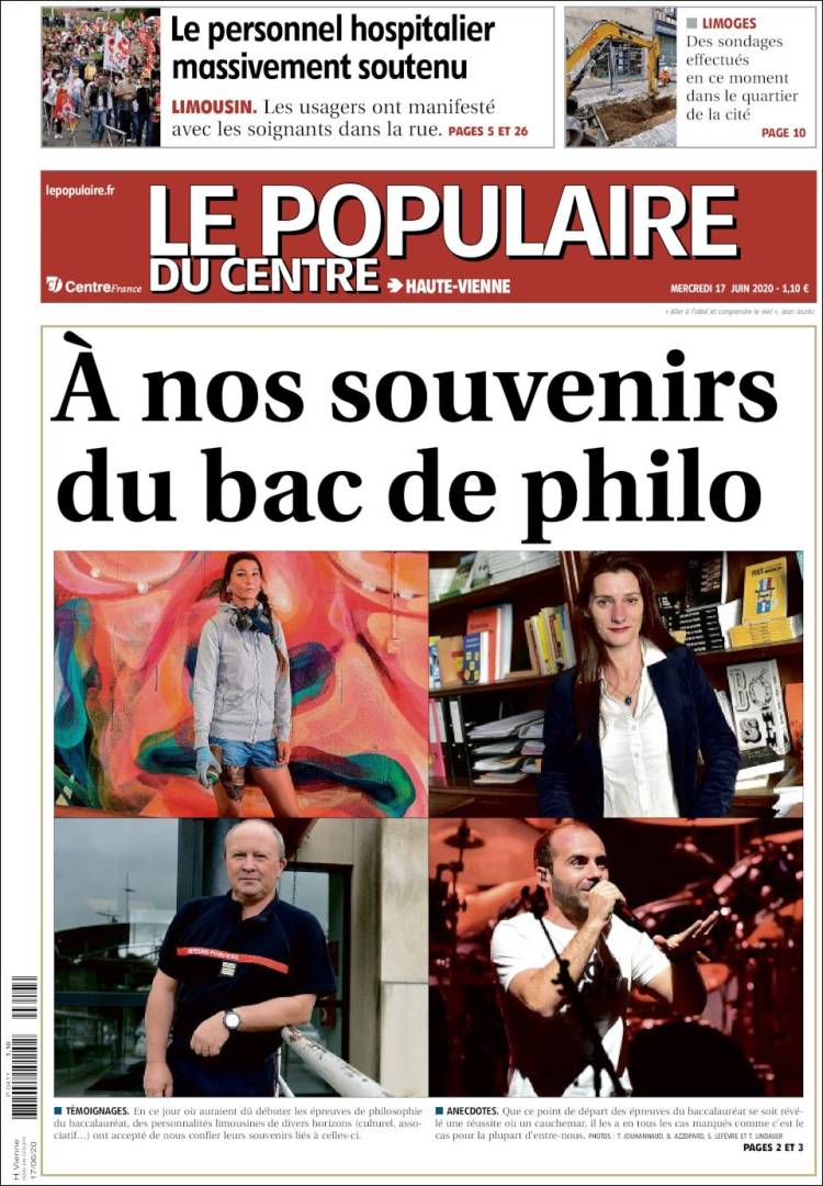Portada de Le Populaire du Centre (Francia)