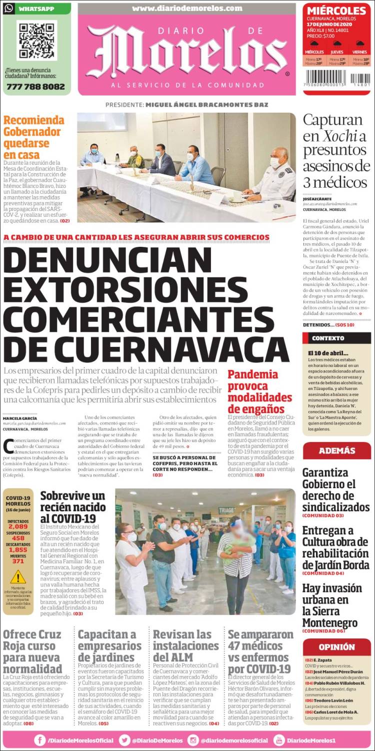 Portada de Diario de Morelos (M&eacute;xico)