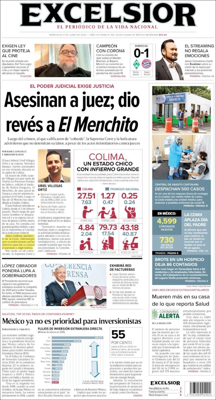 Portada de Excelsior (M&eacute;xico)