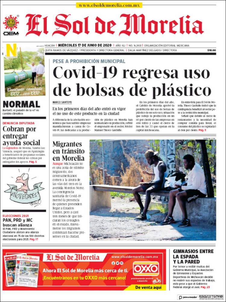 Portada de El Sol de Morelia (M&eacute;xico)