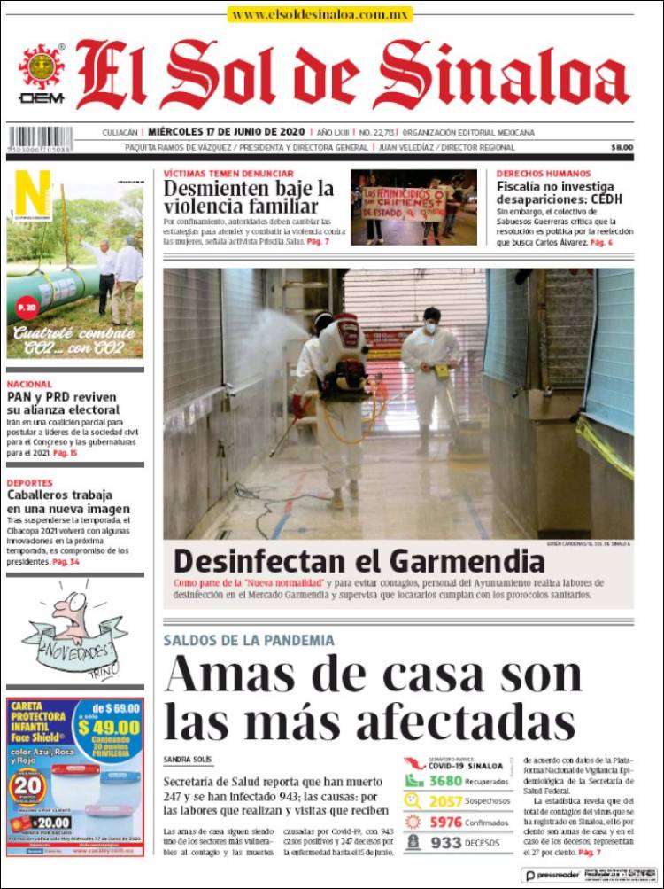 Portada de El Sol de Sinaloa (M&eacute;xico)