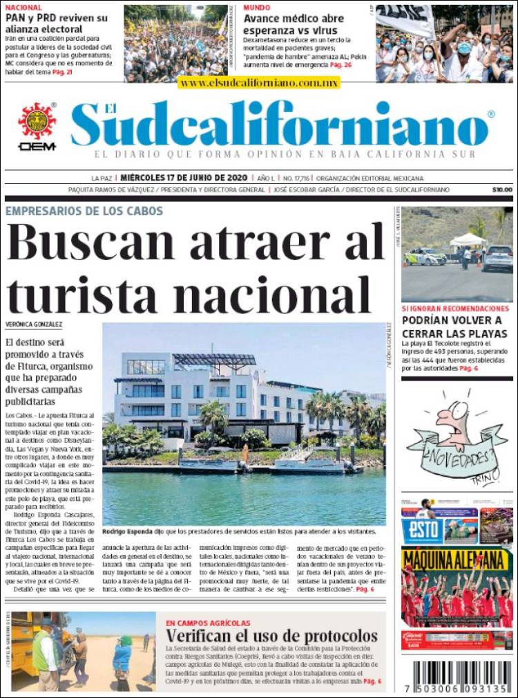Portada de El Sudcaliforniano (M&eacute;xico)