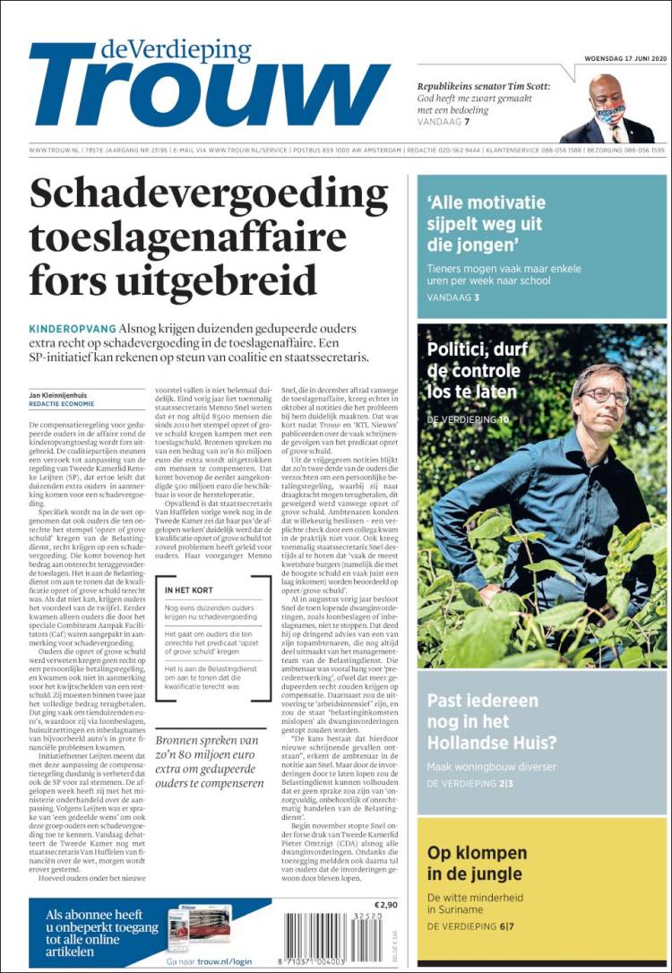 Portada de Trouw (Pa&iacute;ses Bajos)