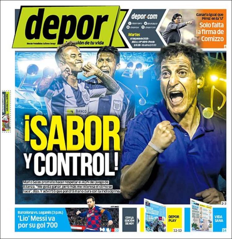 Periódico Depor (Perú). Periódicos De Perú. Edición De Miércoles, 17 De ...