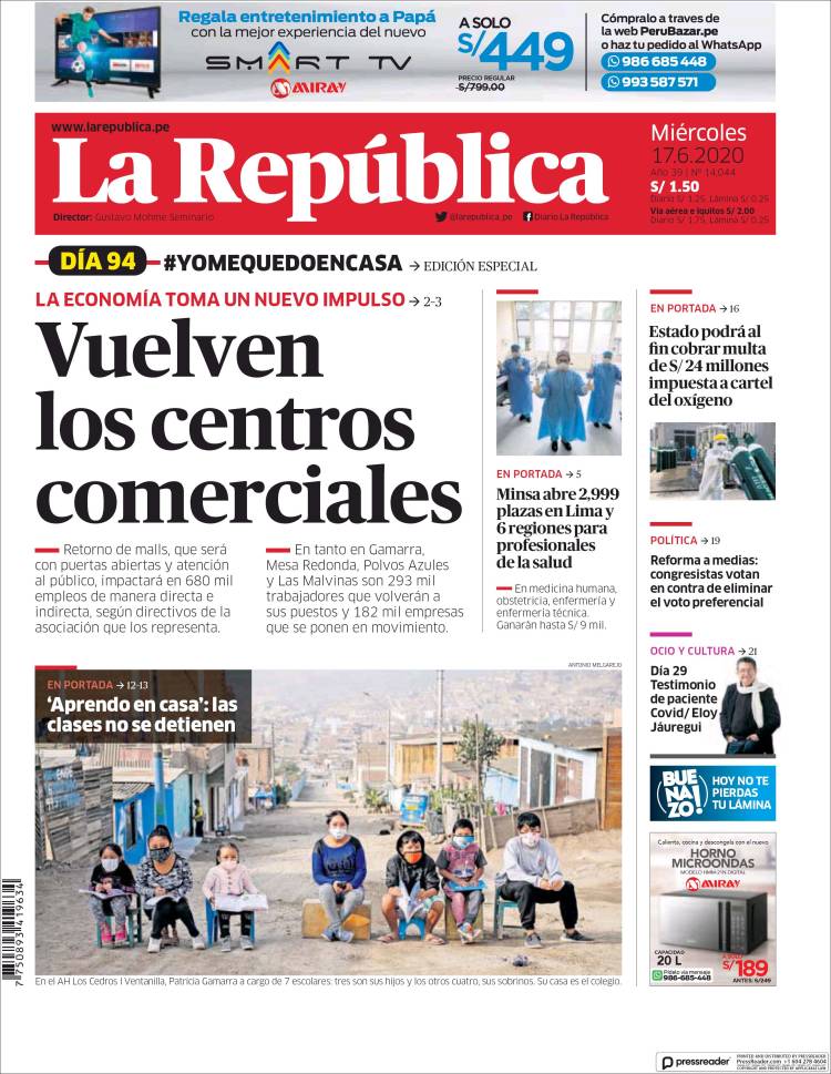 Portada de La Republica (Per&uacute;)