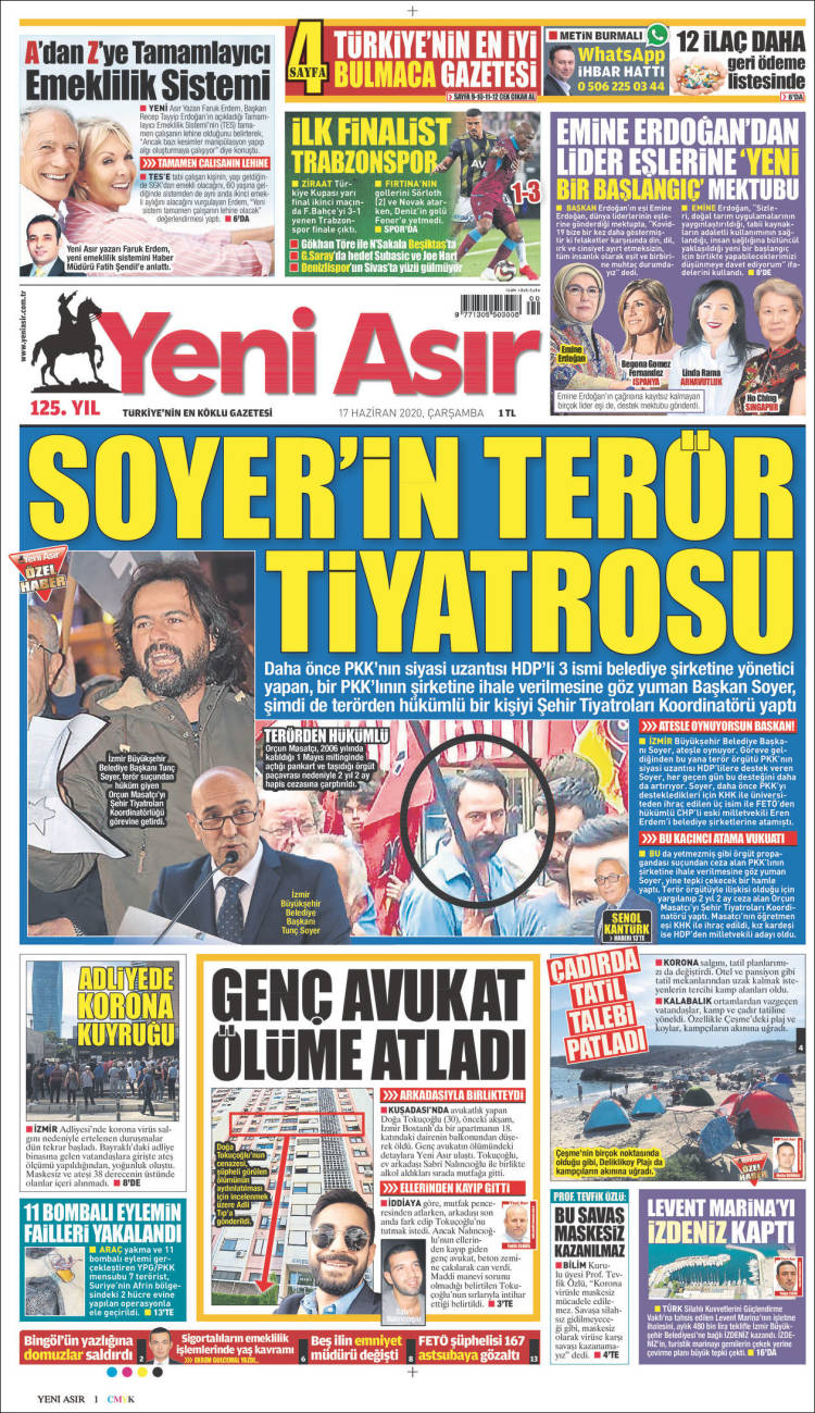 Portada de Yeni Asır (Turqu&iacute;a)