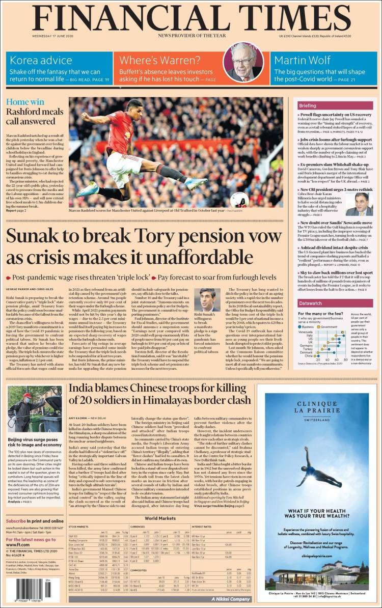 Portada de Financial Times (Reino Unido)