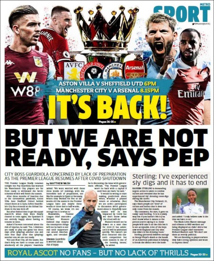 Portada de Metro Sport (Reino Unido)