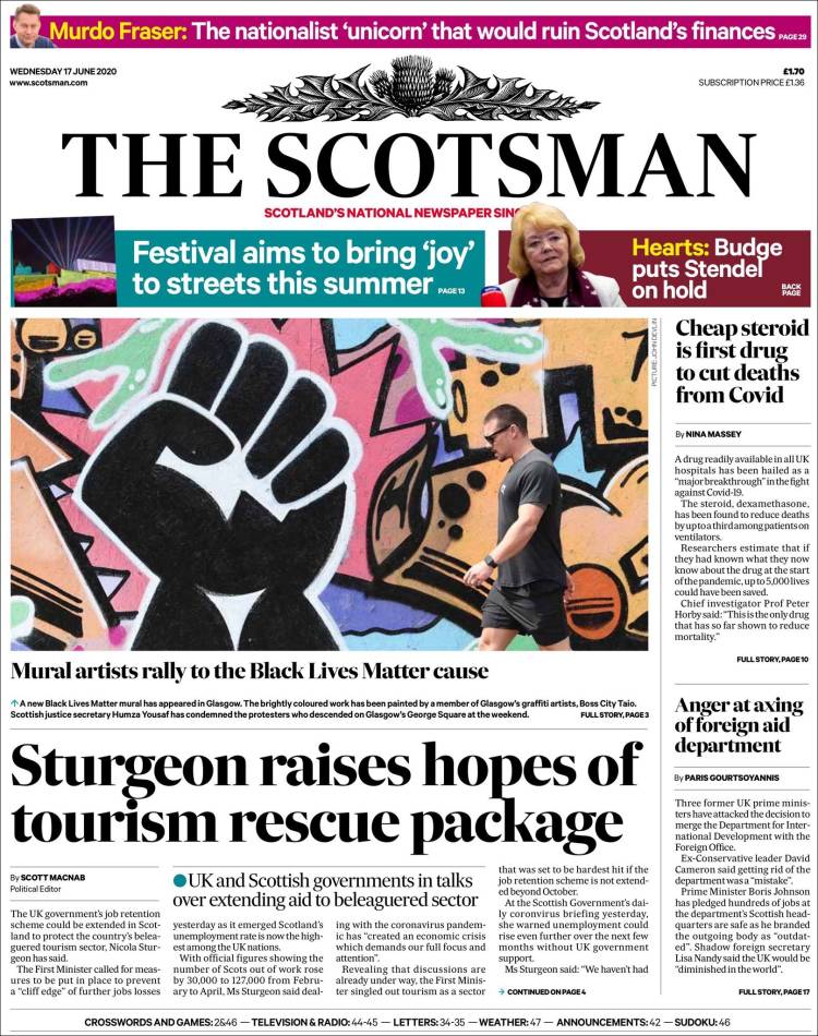 Portada de The Scotsman (Reino Unido)