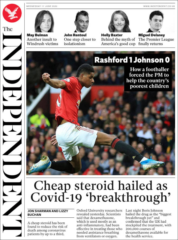 Portada de The Independent (Reino Unido)