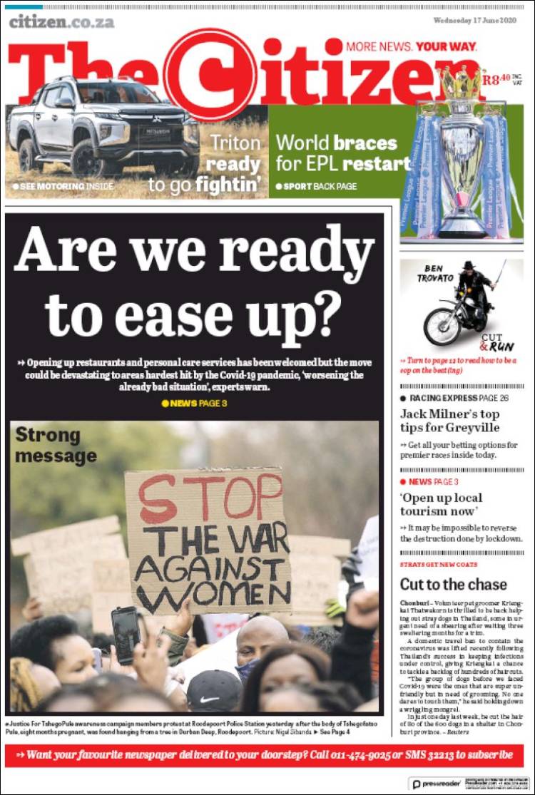 Portada de The Citizen (Sud&aacute;frica)