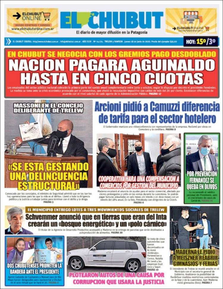 Portada de El Chubut (Argentina)