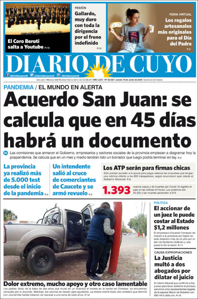 Portada de Diario de Cuyo (Argentina)