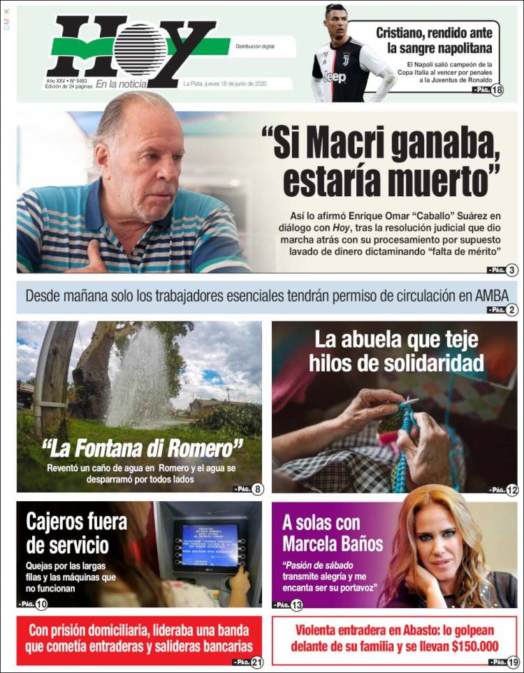 Portada de Diario Hoy (Argentina)