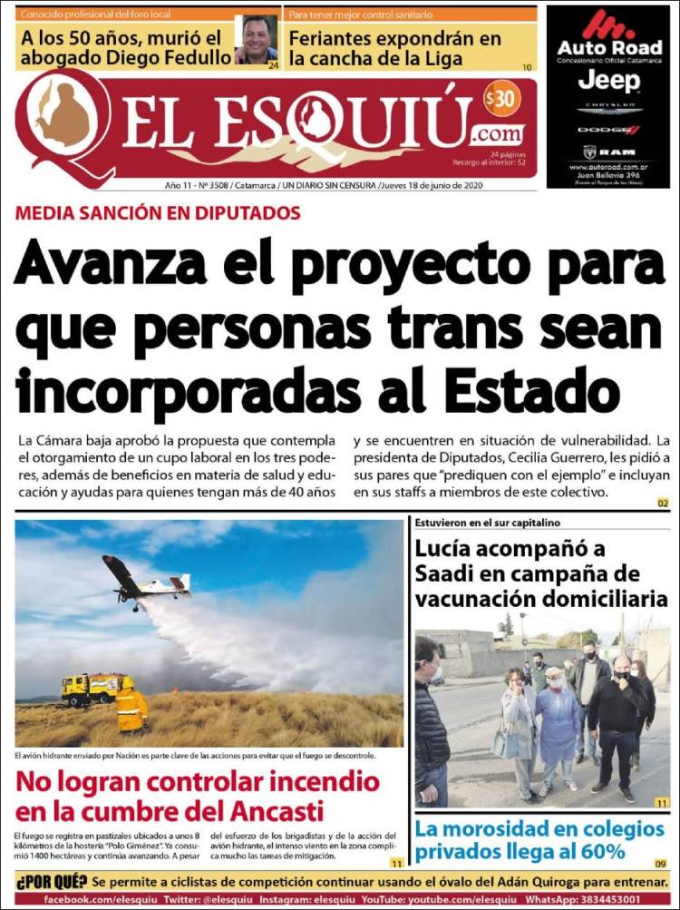 Portada de El Esquiu (Argentina)