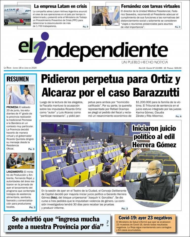 Portada de El Independiente (Argentina)