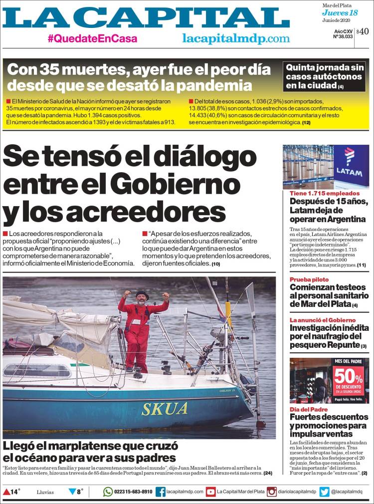 Portada de Diario La Capital - Mar del Plata (Argentina)