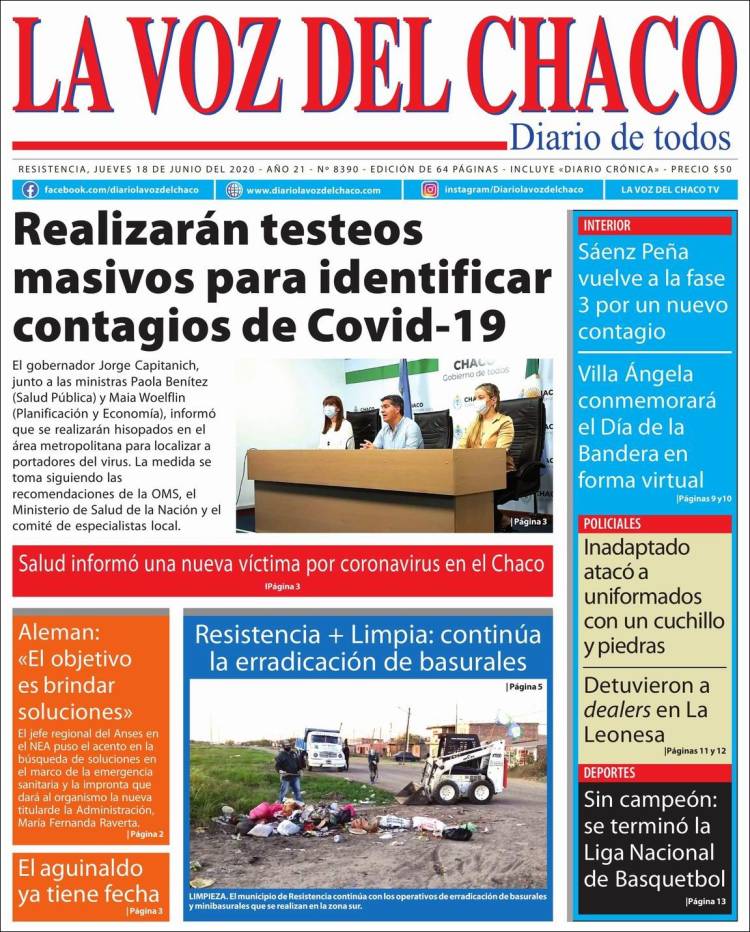 Portada de La Voz del Chaco (Argentina)