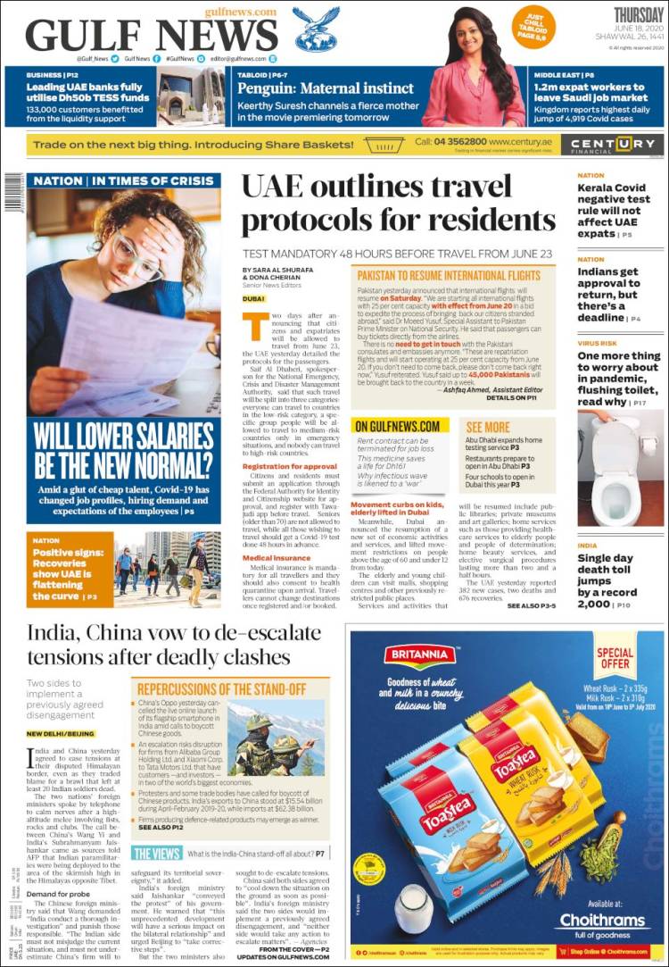 Portada de Gulf News (Asia-Pacífico)