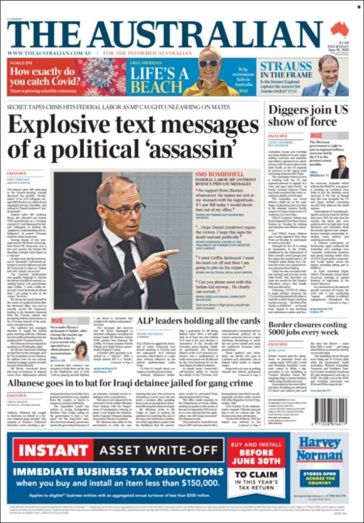 Portada de The Australian (Australia)