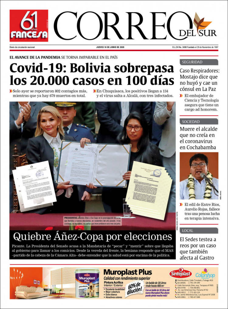 Portada de Correo Sur (Bolivia)