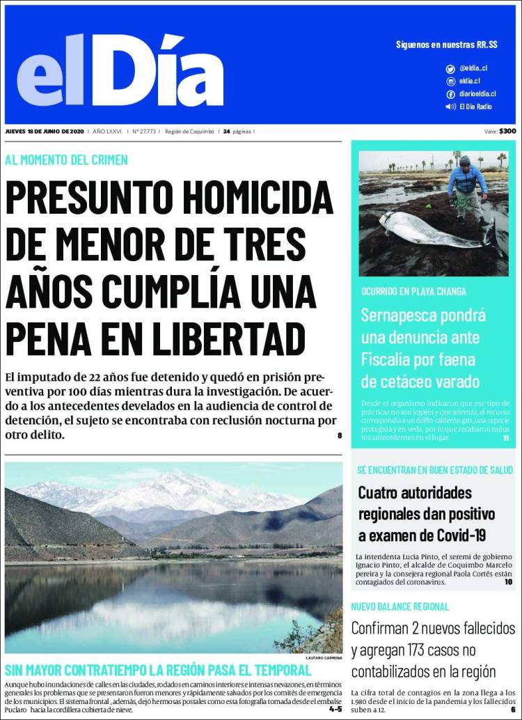 Portada de El Día (Chile)