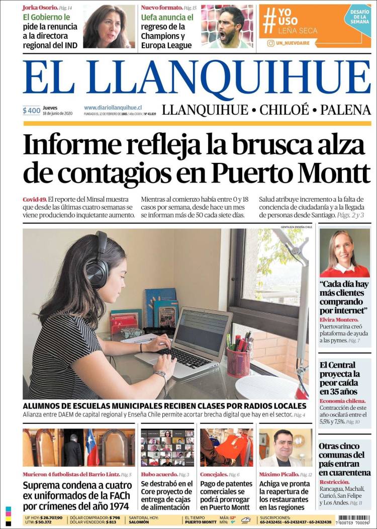 Portada de El Llanquihue (Chile)