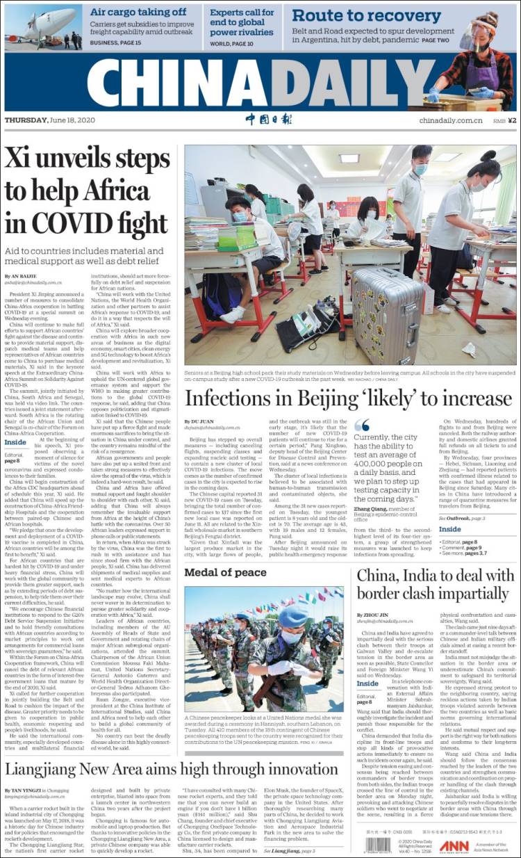 Portada de China Daily (China)